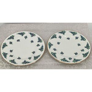 Royal Victoria Rov3 Fine Bone China Floral Salad Plates Set Of 2, 8.25" Gold Tri